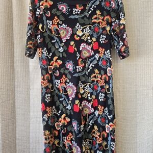 Vibrant Floral Embroidered Midi Dress